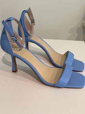 Vince Camuto Powder Blue Leather Ankle Strap Heeled Sandals US 9.5